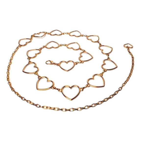 Gold Open Hearted Adjustable Body Jewerly Chain Belts - Picture 3 of 4